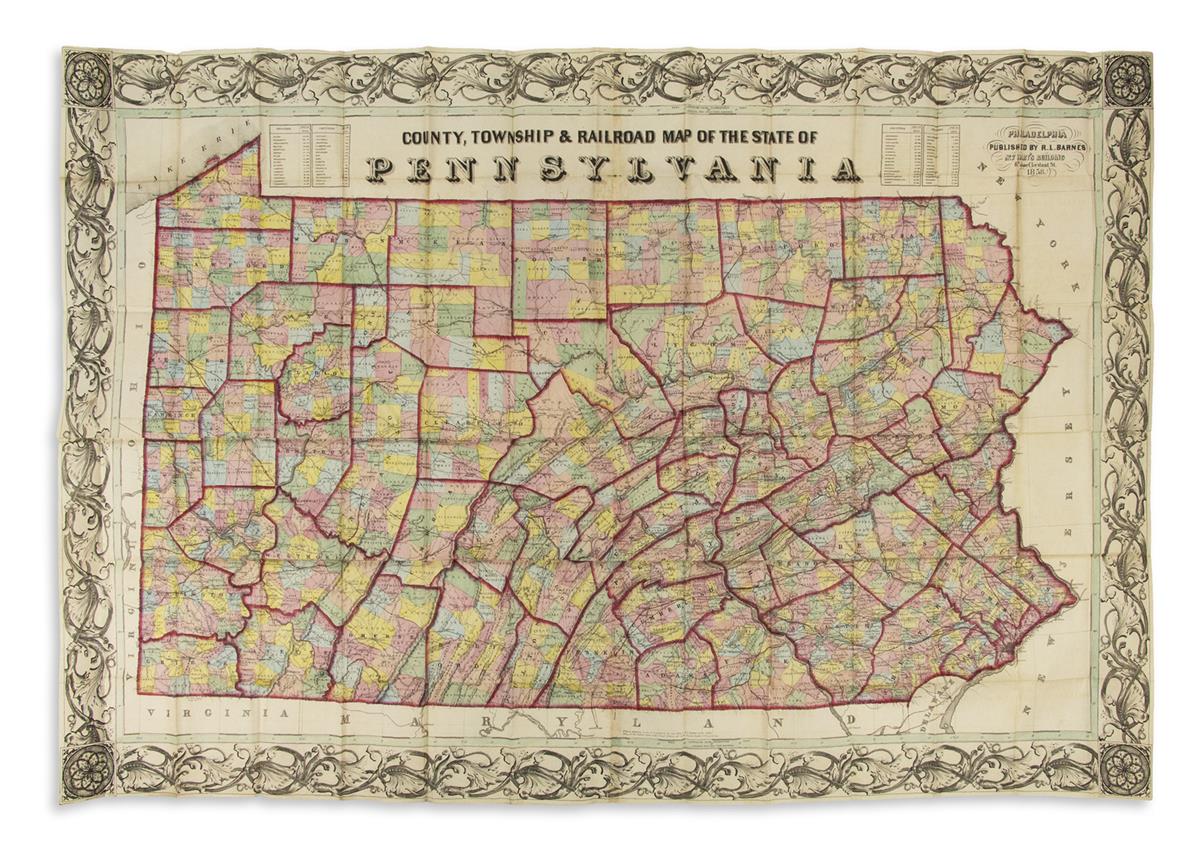 BARNES, RUFUS L. County, Township & Railroad Map of the State of Pennsylvania.